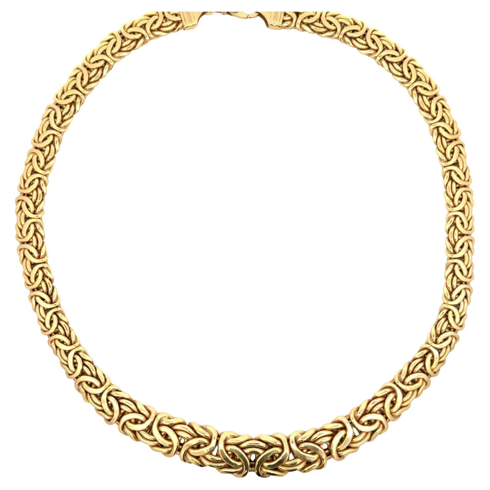 Harbor Diamonds 14K Yellow Gold Graduated Byzantine Link Necklace 20.5 in: Harbor Diamonds 14K Yellow Gold Graduated Byzantine Link Necklace 20.5 in This stunning graduated Byzantine link necklace is crafted from 14 karat yellow gold, featuring a contemporary design that ble