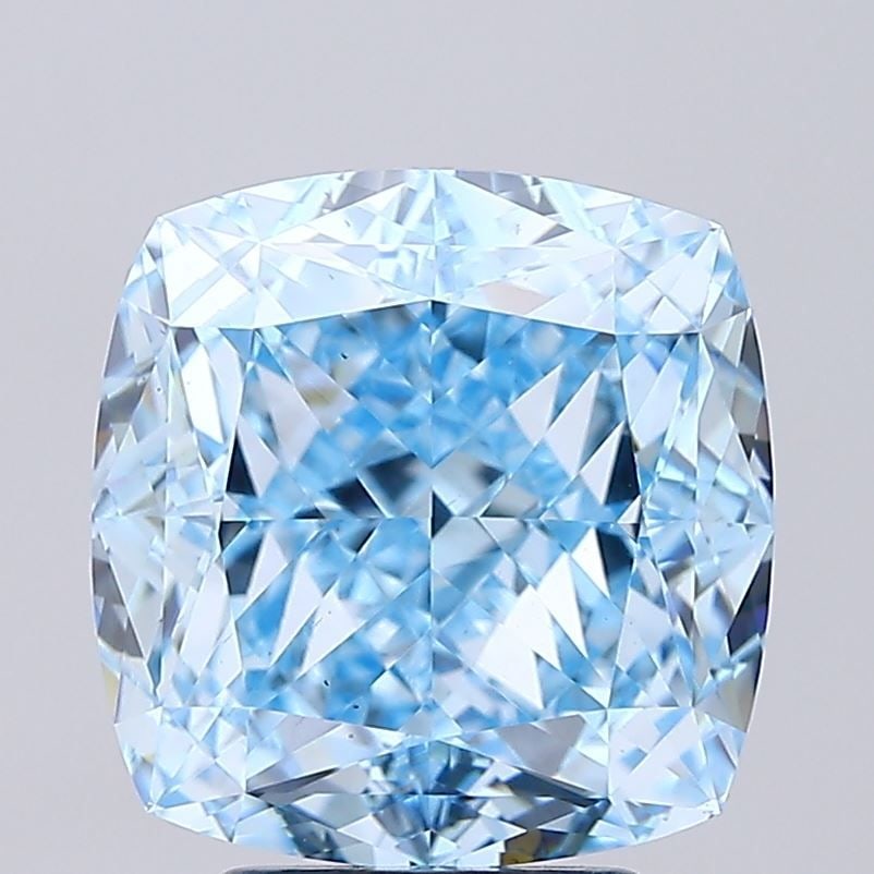 Loose Diamond - CUSHION MODIFIED 5.04ct Fancy Vivid Blue VS1: Loose Diamond - CUSHION MODIFIED 5.04ct Fancy Vivid Blue VS1 Source: This is a real non-mined Diamond that has been grown in a lab Shape: CUSHION MODIFIED Carats: 5.04 Color: Fancy Vivid Blue Certific