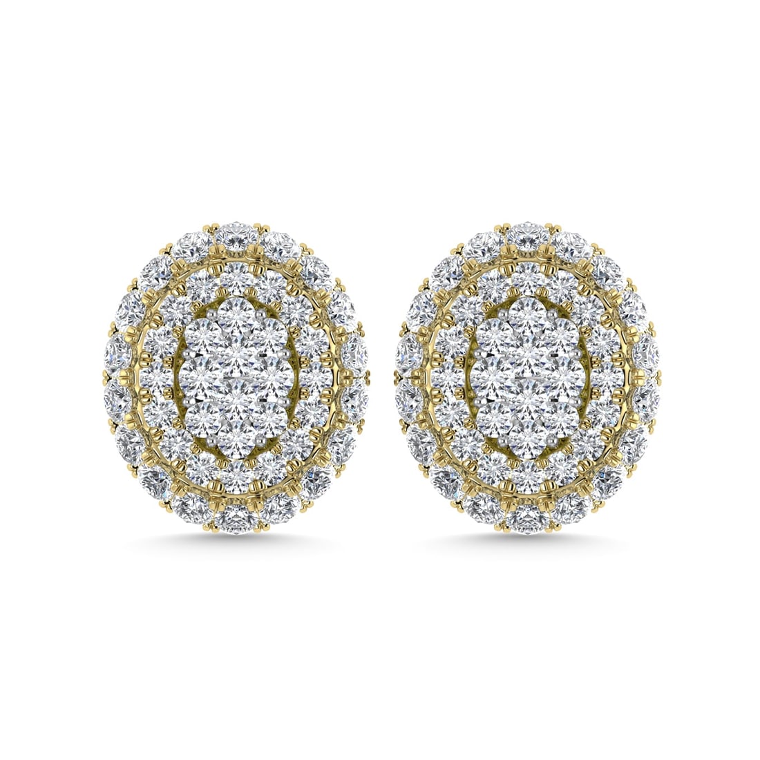 Diamond 5/8 Ct.Tw. Cluster Fashion Earrings in 14K Two Tone Gold: Diamond 5/8 Ct.Tw. Cluster Fashion Earrings in 14K Two Tone Gold 14k Yellow Gold Stone Color: G-h Stone Clarity: I1 The Diamond Depot Guarantee: All items in this auction are guaranteed to be 100% aut
