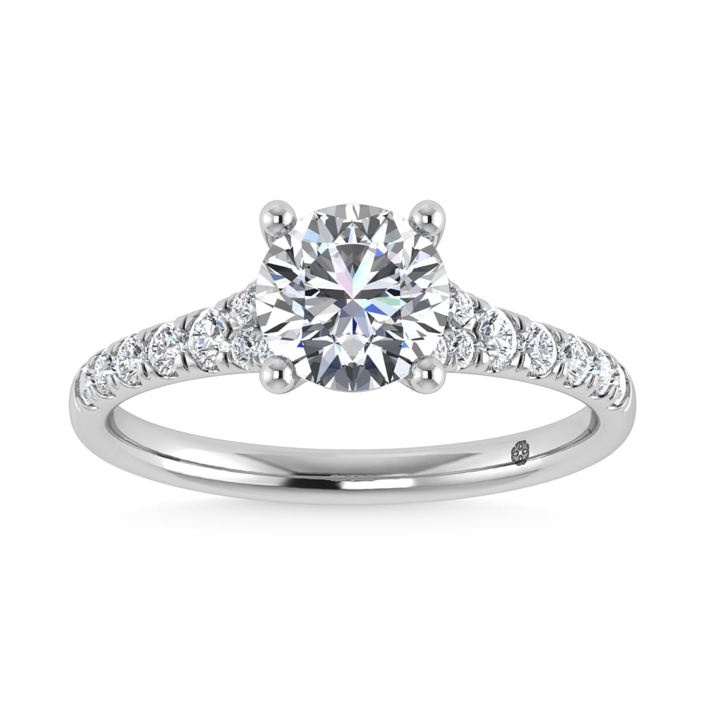 10K White Gold Lab Grown Diamond 1 1/4 Ct.Tw. Engagement Ring: 10K White Gold Lab Grown Diamond 1 1/4 Ct.Tw. Engagement Ring This elegant diamond engagement ring crafted in 10k White gold, features a Round -cut center stone of 1 ct that creates a stunning sparkle