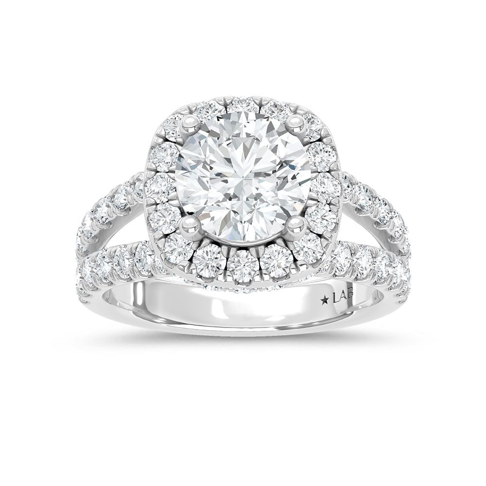 14K White Gold Lab Grown Round Shape Diamond 3 5/8 Ct.Tw. Halo Engagement Ring: 14K White Gold Lab Grown Round Shape Diamond 3 5/8 Ct.Tw. Halo Engagement Ring Celebrate your forever moment with the timeless brilliance of our Halo Diamond Engagement Ring. This exquisite piece feat