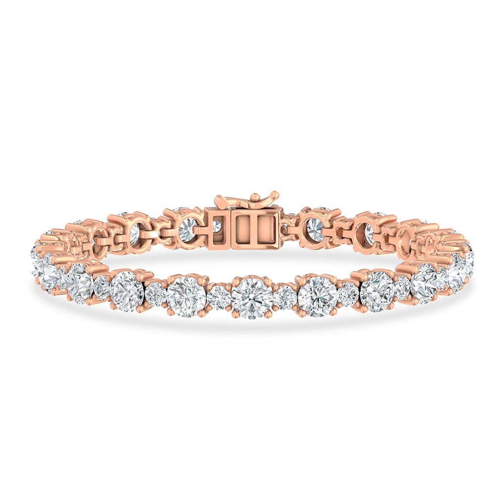 14K Rose Gold Lab Grown Diamond 12 1/4 Ct.Tw. Fancy Bracelet: 14K Rose Gold Lab Grown Diamond 12 1/4 Ct.Tw. Fancy Bracelet Designed in polished 14K Rose Gold, this fashion bracelet features lab grown diamonds totaling 12 1/4 Ct.Tw., offering refined elegance and