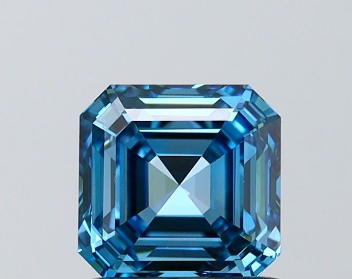 Loose Diamond - ASSCHER 1.32ct Fancy Vivid Blue VS1: Loose Diamond - ASSCHER 1.32ct Fancy Vivid Blue VS1 Source: This is a real non-mined Diamond that has been grown in a lab Shape: ASSCHER Carats: 1.32 Color: Fancy Vivid Blue Certification: IGI Video: