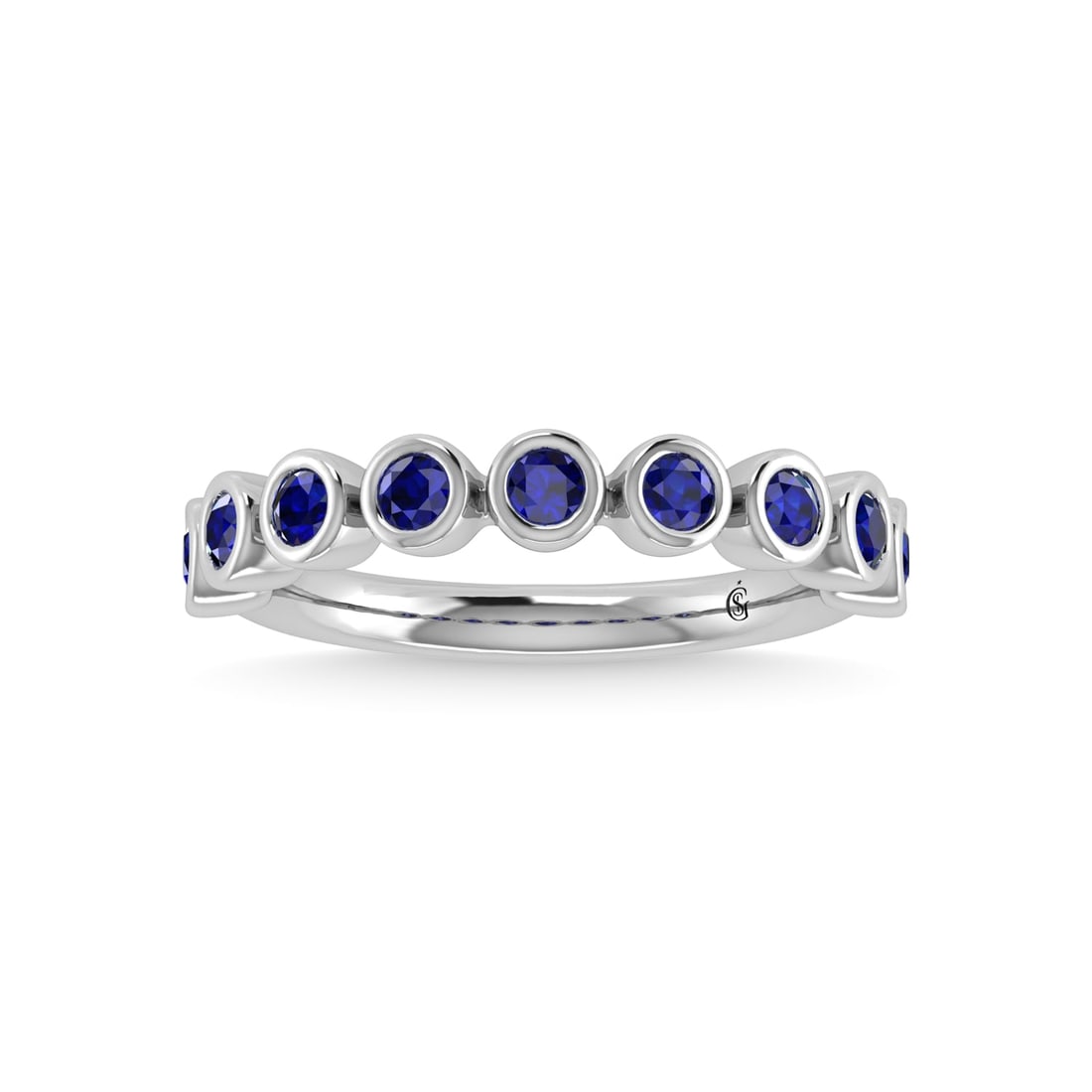 14K White Gold Blue Sapphire 5/8 Ct.Tw. Stackable Band: 14K White Gold Blue Sapphire 5/8 Ct.Tw. Stackable Band 14k White Gold Stone Color: G-h Stone Clarity: Aaa Each ring is presented in standard size 6.5. Complimentary resizing is available between sizes