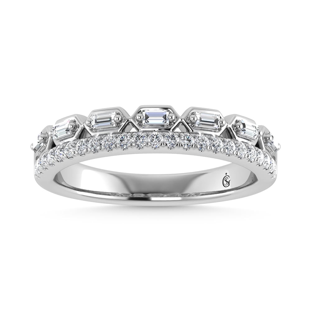 14K White Gold Diamond 1/3 Ct.Tw. Stackable Band: 14K White Gold Diamond 1/3 Ct.Tw. Stackable Band 14k White Gold Stone Color: G-h Stone Clarity: I1-i2 Each ring is presented in standard size 6.5. Complimentary resizing is available between sizes 510