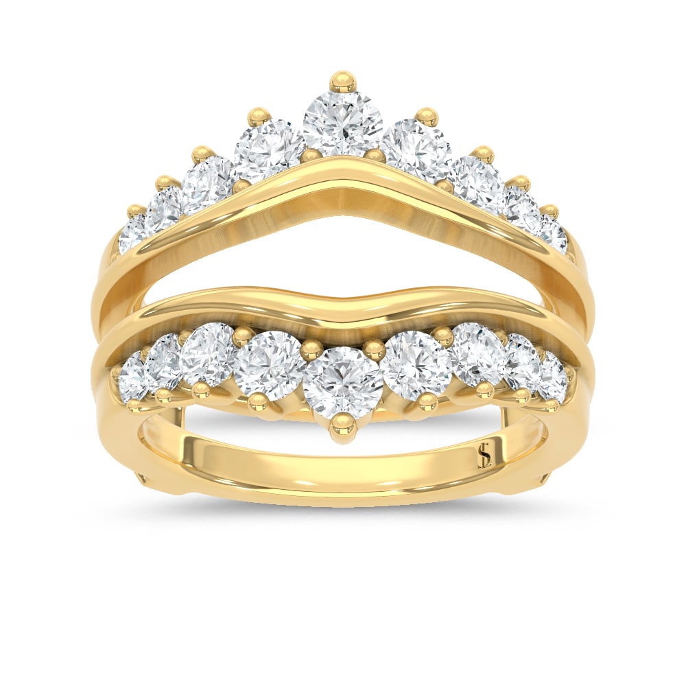 14K Yellow Gold Lab Grown Diamond 1 1/2 Ct.Tw. Guard Ring: 14K Yellow Gold Lab Grown Diamond 1 1/2 Ct.Tw. Guard Ring Crafted in 14K Yellow Gold, this elegant guard ring is adorned with lab grown diamonds totaling 1 1/2 Ct.Tw., expertly set to deliver continuo