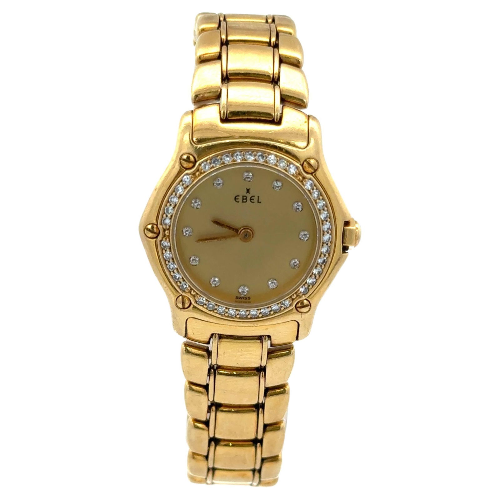 Ebel 1911 Ladies Watch 18K Yellow Gold Swiss Quartz Deployant: Ebel 1911 Ladies Watch 18K Yellow Gold Swiss Quartz Deployant This exquisite Ebel 1911 Ladies Wrist Watch features a stunning case made of 18k yellow gold, showcasing a contemporary style that is perf