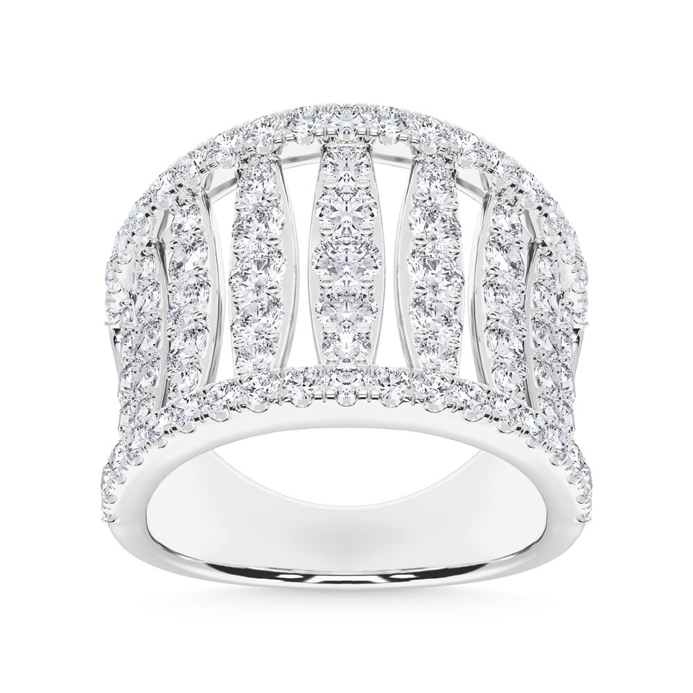 14K White Gold Lab Grown Diamond 2 1/2 Ct.Tw. Fashion Ring: 14K White Gold Lab Grown Diamond 2 1/2 Ct.Tw. Fashion Ring This elegant 14K White Gold fashion ring features lab grown diamonds totaling 2 1/2 Ct.Tw., offering sleek sophistication and captivating spa