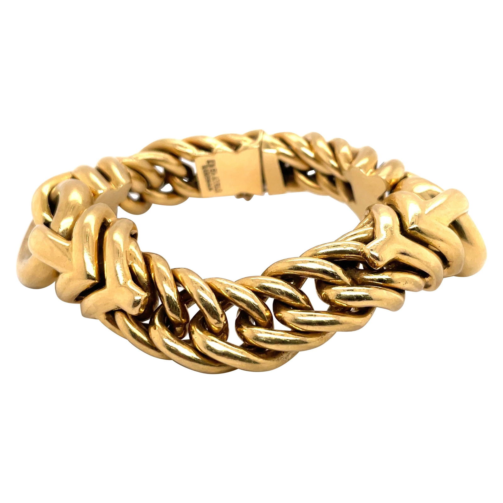 Dorfman 18K Yellow Gold Contemporary Link Bracelet 7.88in Italy 78.6g: Dorfman 18K Yellow Gold Contemporary Link Bracelet 7.88in Italy 78.6g This stunning 18 Karat Yellow Gold link bracelet showcases a contemporary design that is both elegant and durable. Weighing 78.6 g