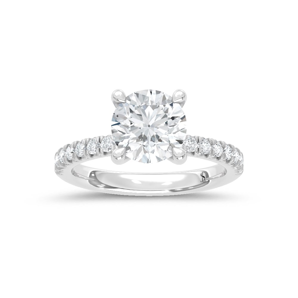 14K White Gold Lab Grown Diamond 2 1/3 Ct.Tw. Engagement Ring (Center Round 2 Ctw): 14K White Gold Lab Grown Diamond 2 1/3 Ct.Tw. Engagement Ring (Center Round 2 Ctw) Discover subtle brilliance and modern elegance with our Hidden Halo Diamond Engagement Ring. This elegant engagement