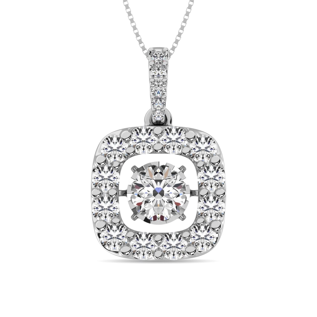 Diamond 1 3/8 Ct.tw Fashion Pendant in 14K White Gold: Diamond 1 3/8 Ct.tw Fashion Pendant in 14K White Gold 14k White Gold Stone Color: Gh Stone Clarity: Si1 Unless otherwise specified, pendants that include a chain are paired with our standard 18-inch l