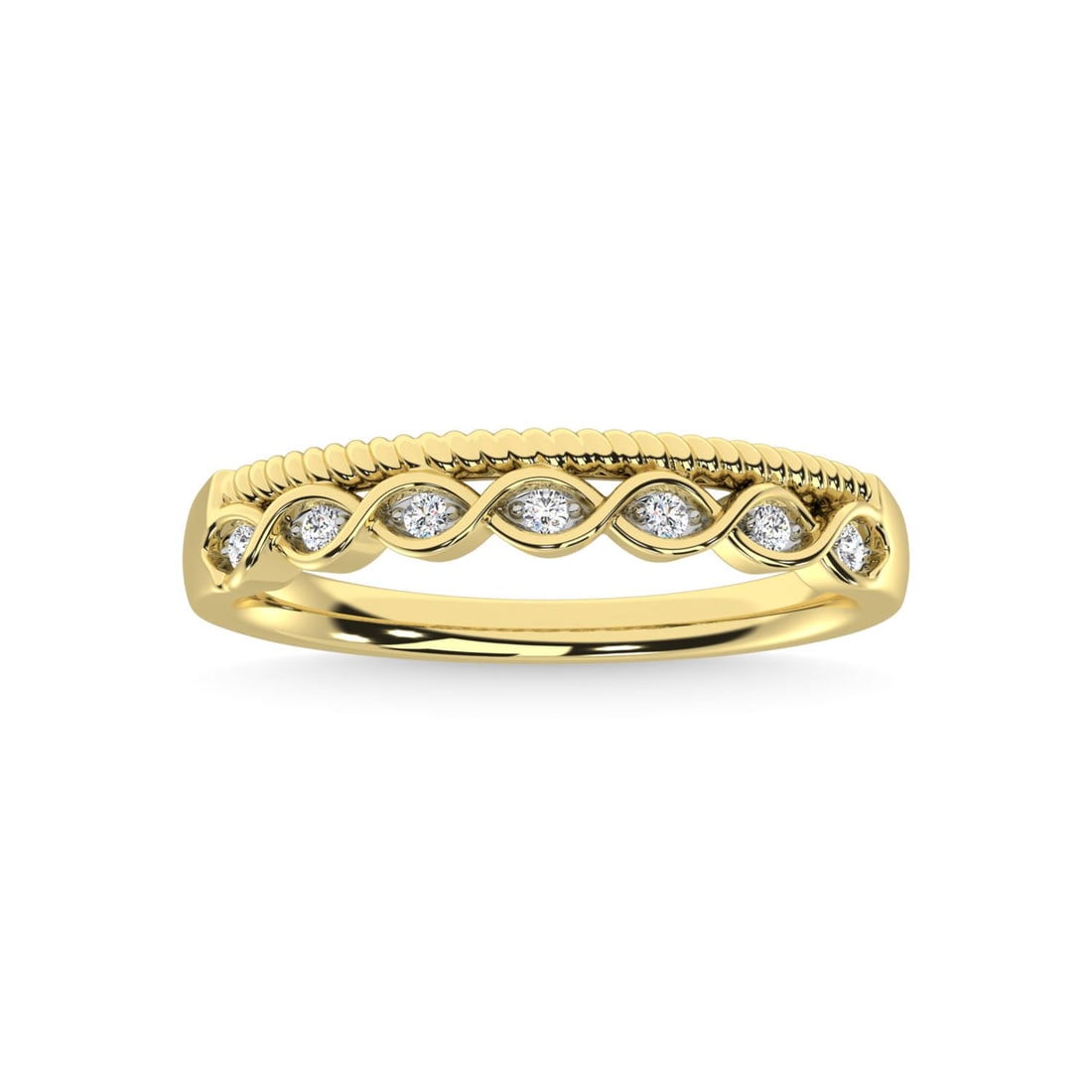 14K Yellow Gold Diamond 1/20 Ct.Tw. Stackable Band: 14K Yellow Gold Diamond 1/20 Ct.Tw. Stackable Band 14k Yellow Gold Stone Color: G-h Stone Clarity: Si3 Each ring is presented in standard size 6.5. Complimentary resizing is available between sizes 51