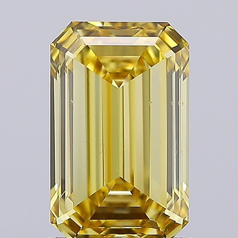 Loose Diamond - EMERALD 1.5ct Fancy Intense Yellow VS1: Loose Diamond - EMERALD 1.5ct Fancy Intense Yellow VS1 Source: This is a real non-mined Diamond that has been grown in a lab Shape: EMERALD Carats: 1.5 Color: Fancy Intense Yellow Certification: NONE