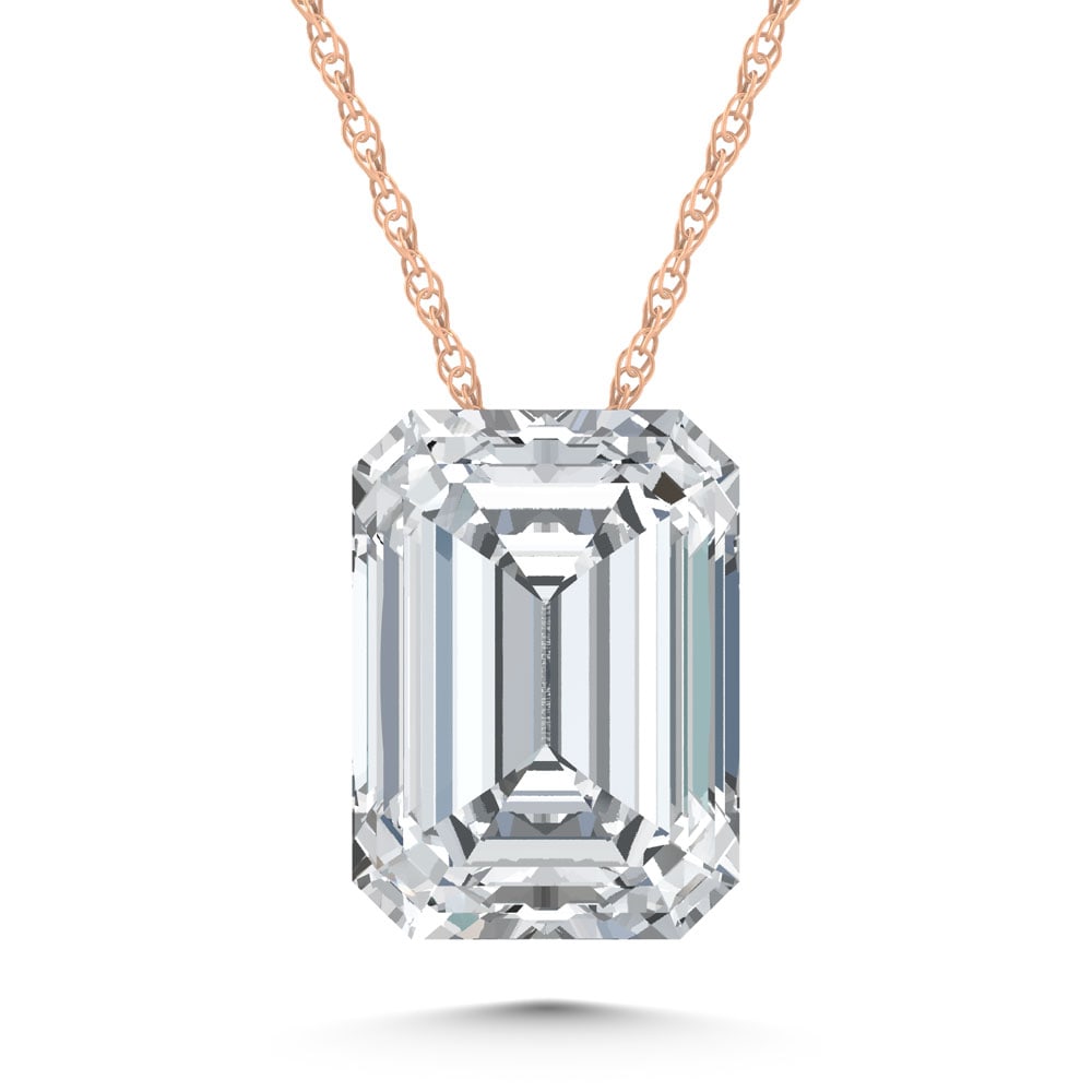 14K Rose Gold Lab Grown Diamond 1 Ct.Tw. Emerald Shape Slider Pendant (1 of 3)