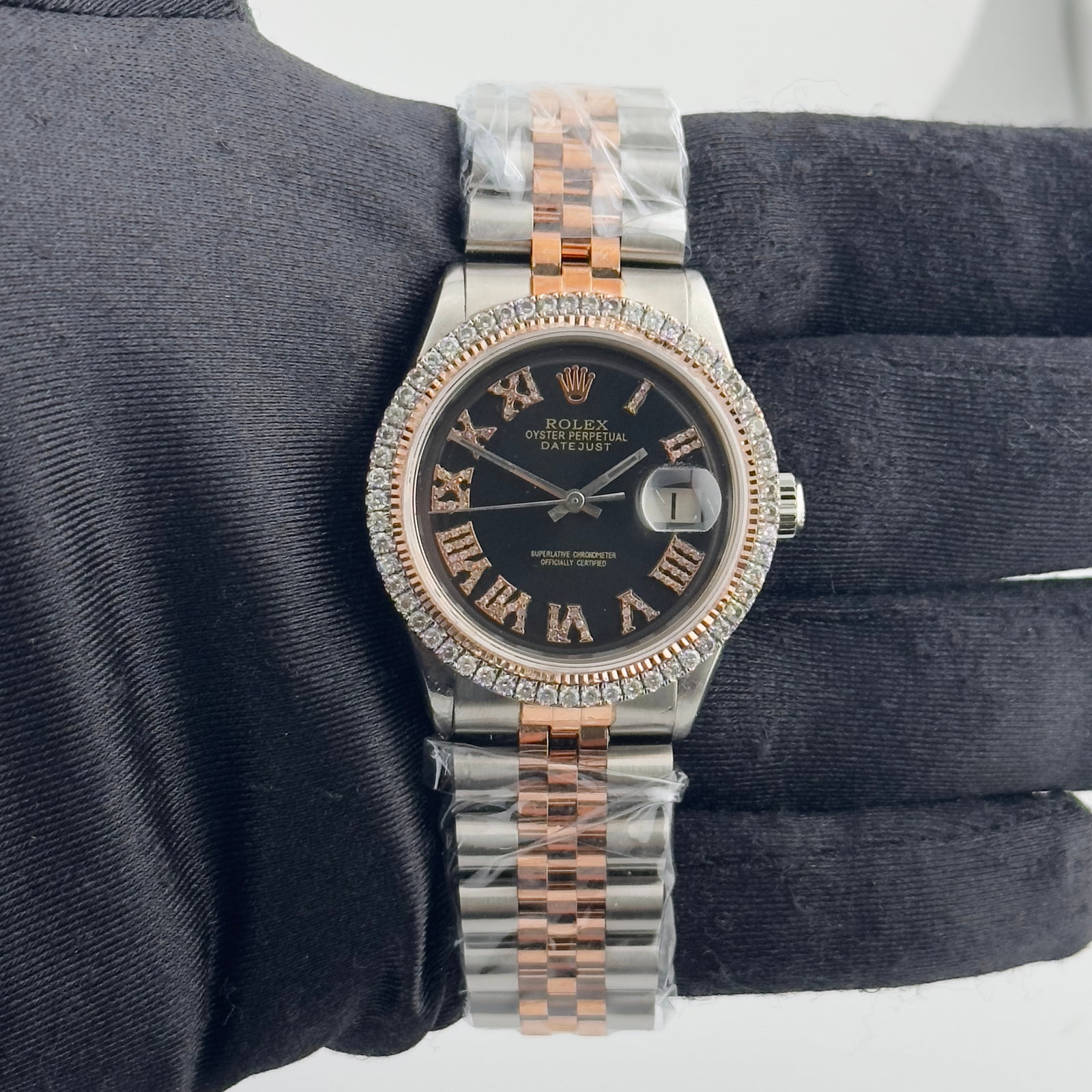 1601 Datejust Wristwatch with Aftermarket Black Roman Dial and Jubilee Bracelet (1 of 3)