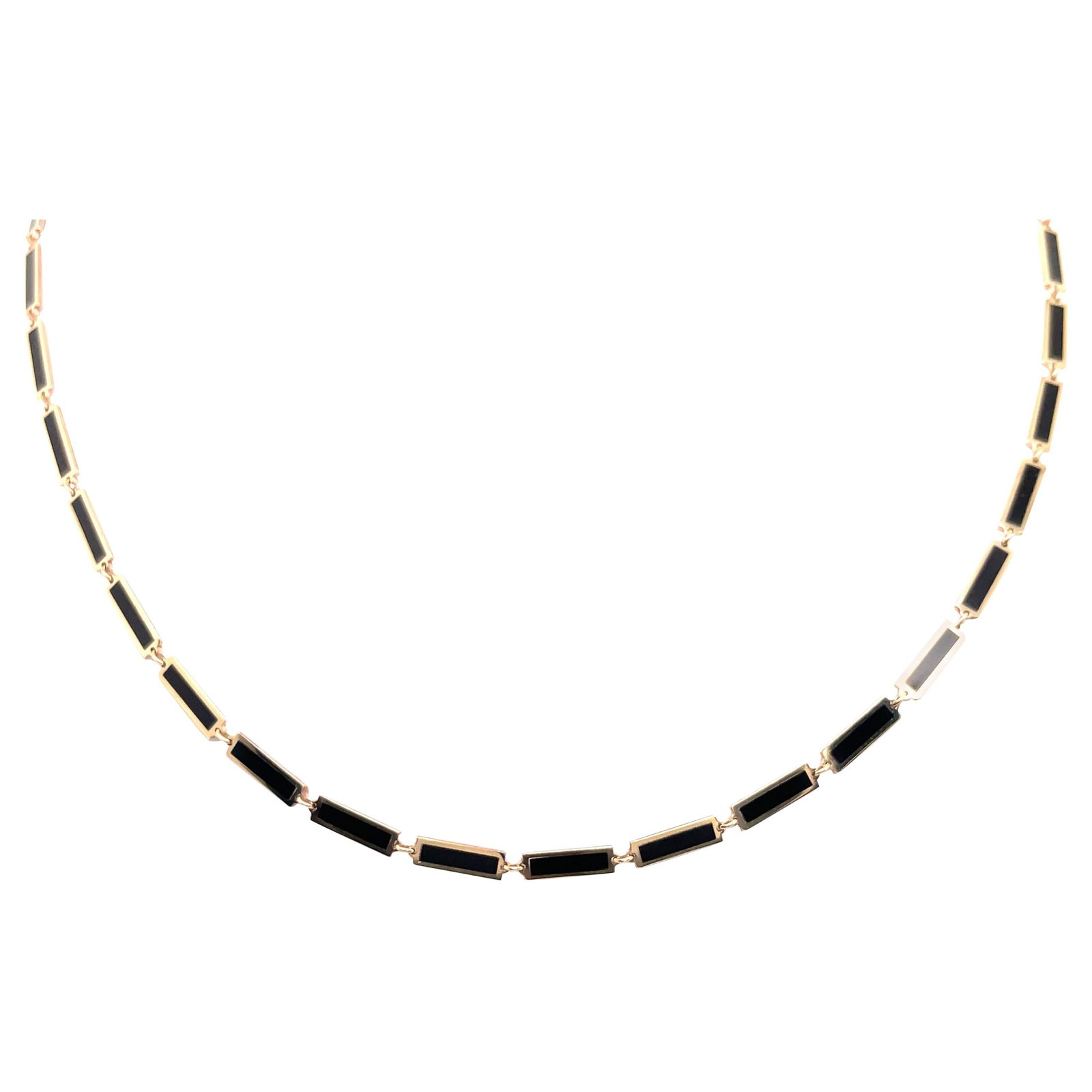 Harbor Diamonds Italian 14k Yellow Gold Onyx Bar Necklace 16 in (1 of 13)