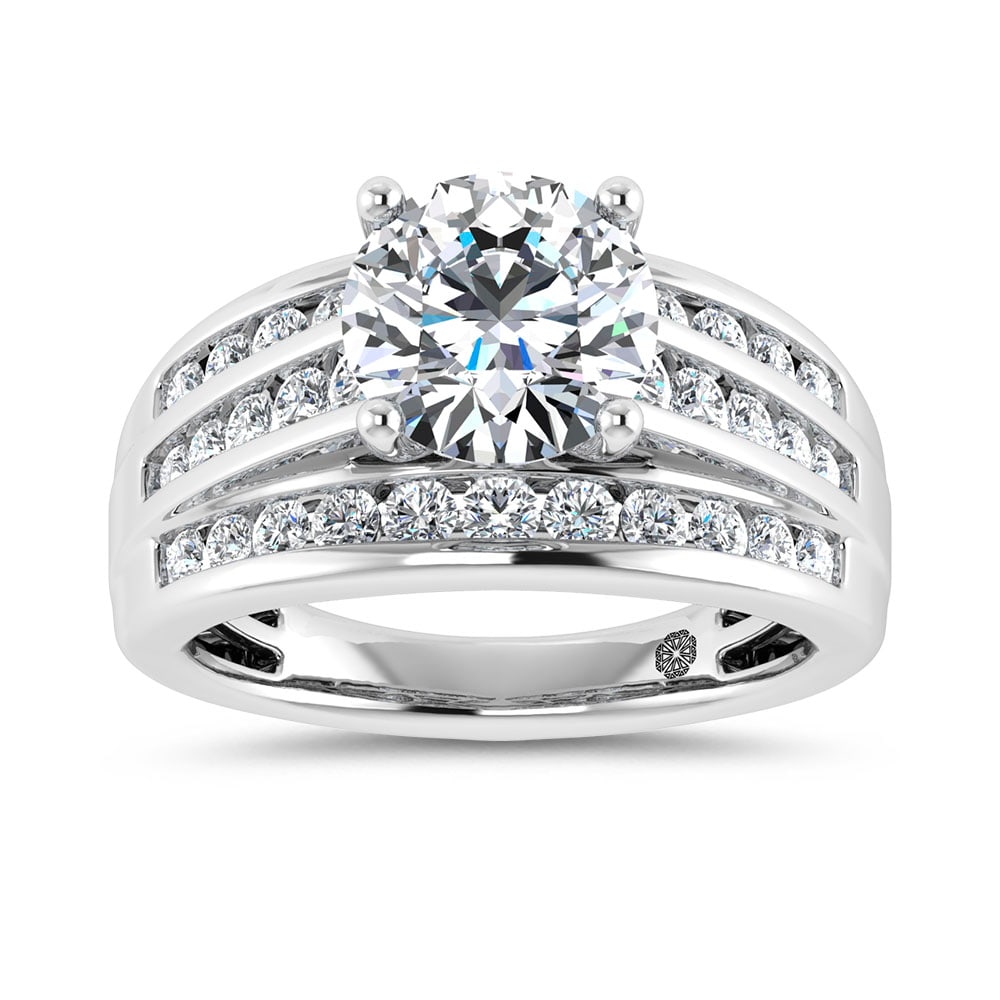 10K White Gold 3 Ct.Tw. Round Center Lab Grown Diamond Engagement Ring (IGI Certified Center 2ct) (1 of 4)