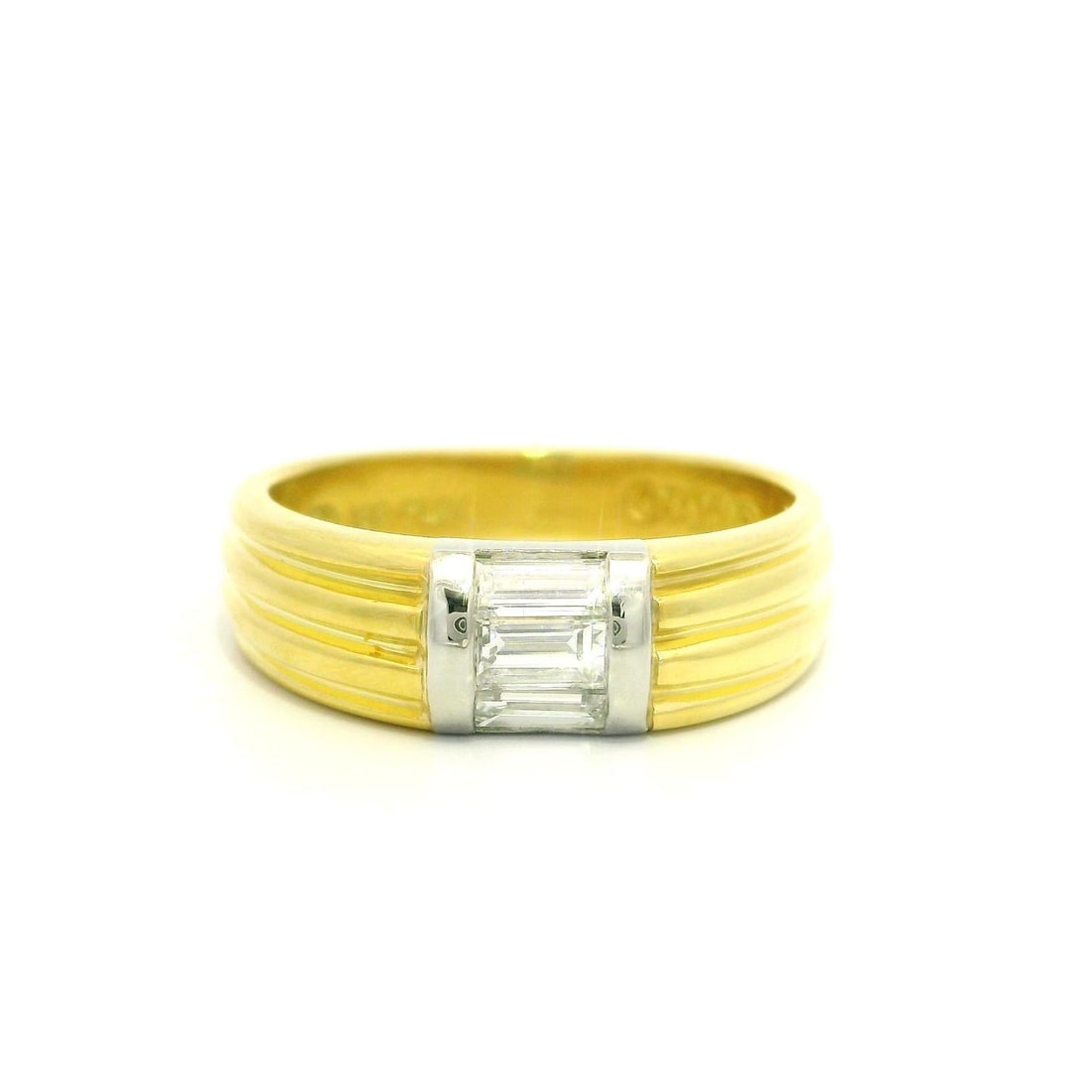UOMO 18k Yellow Gold Platinum 0.32ct Baguette Diamond Band Ring (1 of 9)