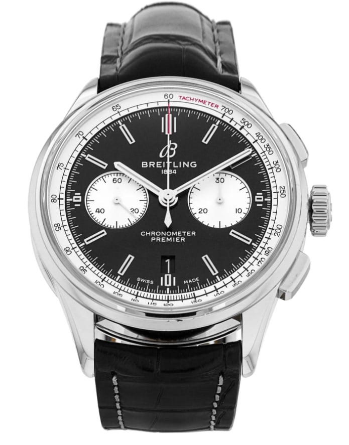 Breitling Premier B01 Chronograph AB0118 Black Dial Leather Strap 2023 with Card (1 of 6)