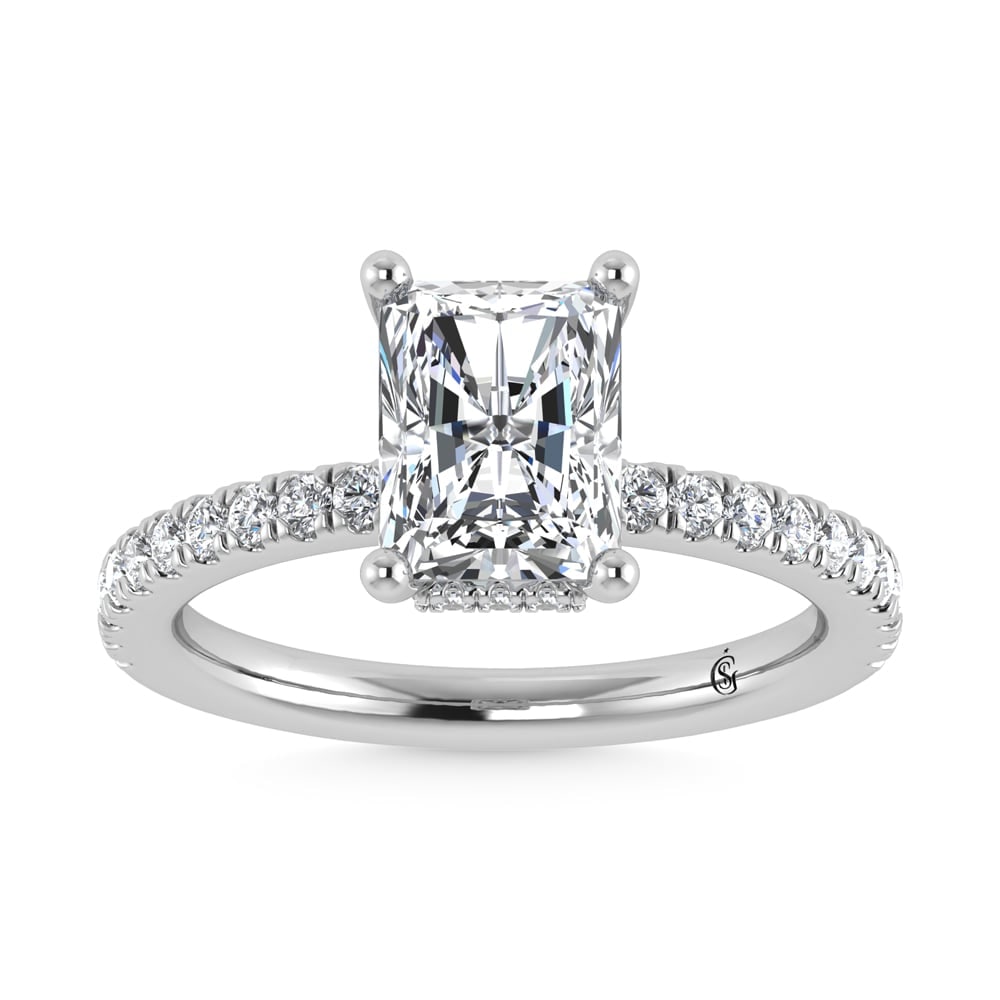 14K White Gold Lab Grown Diamond 2 3/8 Ct.Tw. Hidden Halo Engagement Ring (IGI Certified Center 2ct): 14K White Gold Lab Grown Diamond 2 3/8 Ct.Tw. Hidden Halo Engagement Ring (IGI Certified Center 2ct) Discover subtle brilliance and modern elegance with our Hidden Halo Diamond Engagement Ring. This e