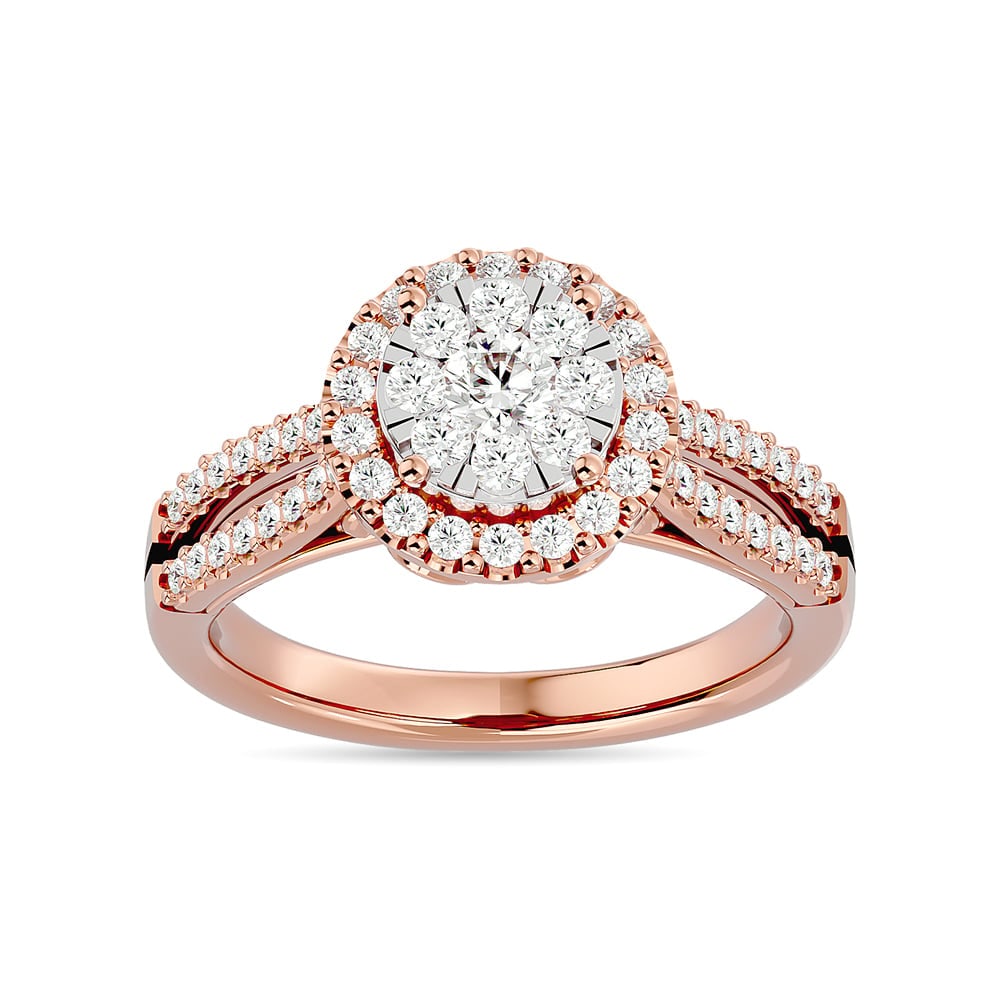 Diamond 3/4 Ct.tw Engagement Ring in 14K Rose Gold: Diamond 3/4 Ct.tw Engagement Ring in 14K Rose Gold 14k Rose Gold Stone Color: G-h Stone Clarity: I1 Each ring is presented in standard size 6.5. Complimentary resizing is available between sizes 510 (