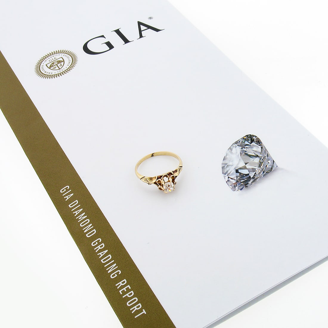 Antique Victorian 10k Gold GIA 0.34ct Old Mine Diamond Engagement Ring (1 of 10)