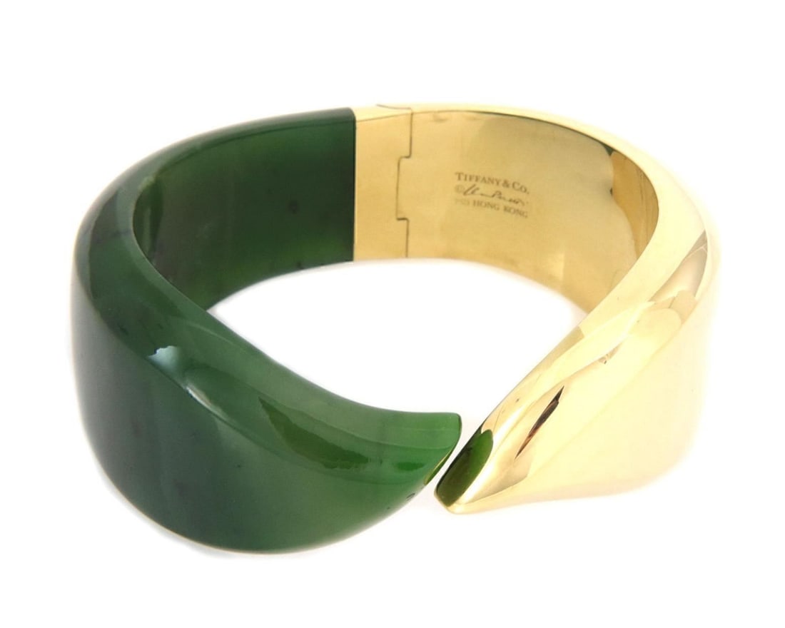 Elsa Peretti Jade 18k Yellow Gold Cuff Bracelet by Tiffany & Co. (1 of 6)