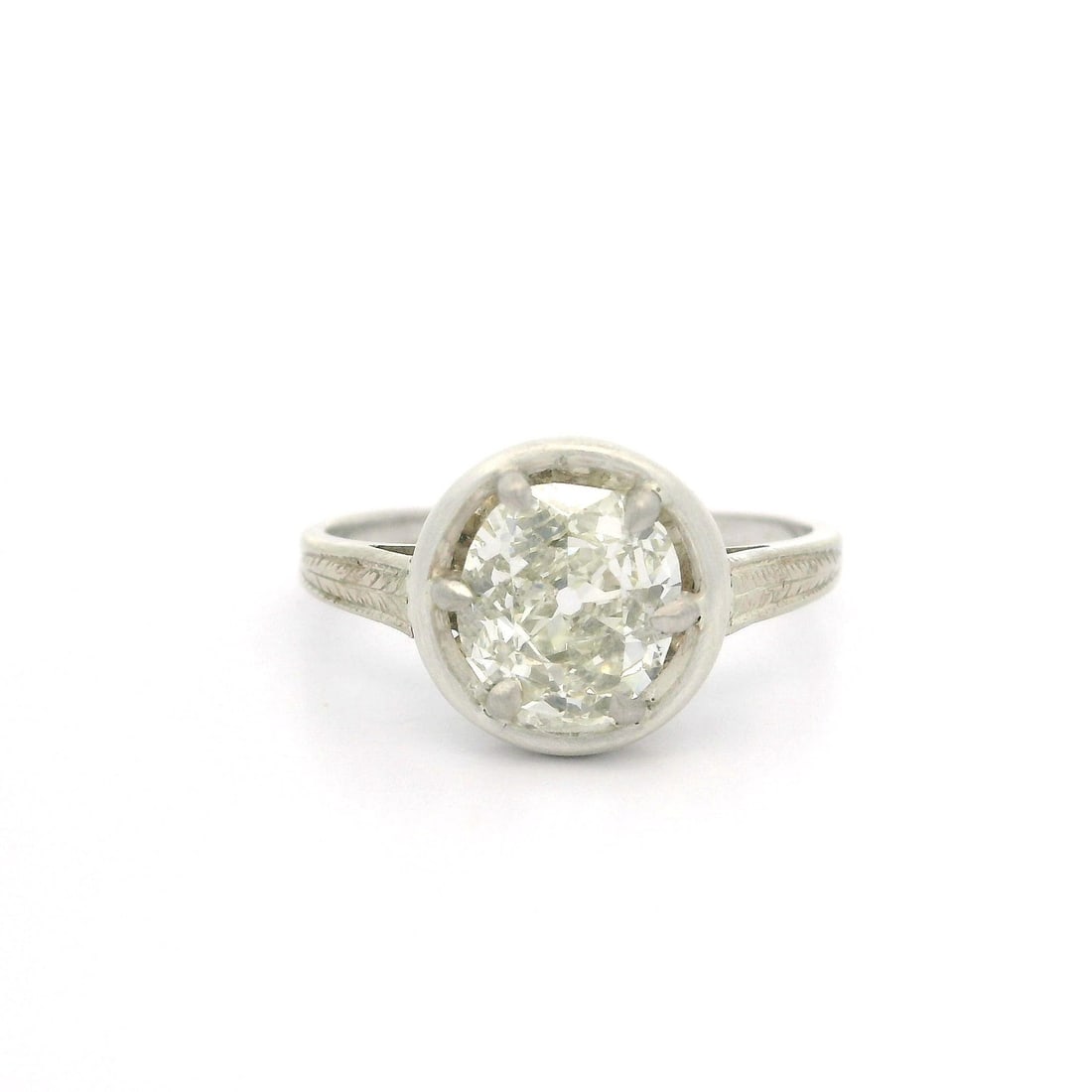Antique 14k White Gold GIA 1.18ct Old Mine Diamond Ring: Antique 14k White Gold GIA 1.18ct Old Mine Diamond Ring This exquisite antique ring features a stunning 1.18ct old mine cut diamond, securely held in a multi-prong setting. The diamond is certified by