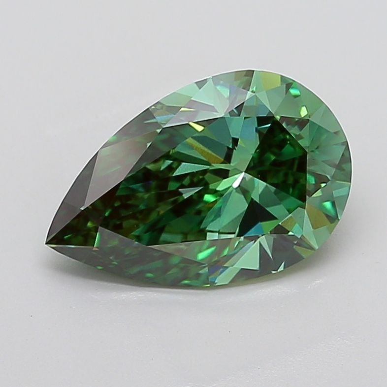Loose Diamond - PEAR 4.52ct Fancy Vivid Green VVS2: Loose Diamond - PEAR 4.52ct Fancy Vivid Green VVS2 Source: This is a real non-mined Diamond that has been grown in a lab Shape: PEAR Carats: 4.52 Color: Fancy Vivid Green Certification: IGI The