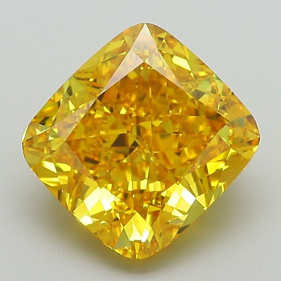 Loose Diamond - CUSHION MODIFIED 4.23ct Fancy Vivid Yellow VS1: Loose Diamond - CUSHION MODIFIED 4.23ct Fancy Vivid Yellow VS1 Source: This is a real non-mined Diamond that has been grown in a lab Shape: CUSHION MODIFIED Carats: 4.23 Color: Fancy Vivid Yellow Cert