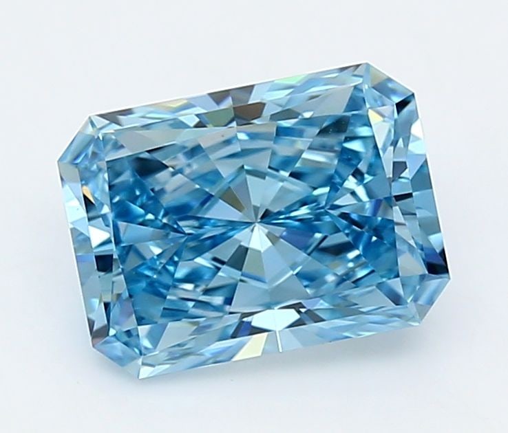 Loose Diamond - RADIANT 2.33ct Fancy Vivid Blue VS1: Loose Diamond - RADIANT 2.33ct Fancy Vivid Blue VS1 Source: This is a real non-mined Diamond that has been grown in a lab Shape: RADIANT Carats: 2.33 Color: Fancy Vivid Blue Certification: IGI Video:
