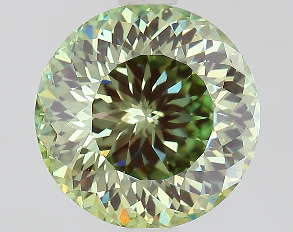 Loose Diamond - ROUND 2.43ct Fancy Vivid Green VS1: Loose Diamond - ROUND 2.43ct Fancy Vivid Green VS1 Source: This is a real non-mined Diamond that has been grown in a lab Shape: ROUND Carats: 2.43 Color: Fancy Vivid Green Certification: IGI Video: