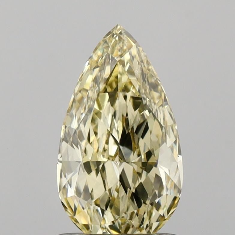 Loose Diamond - PEAR 1.04ct Fancy Light Gray Yellow VS1: Loose Diamond - PEAR 1.04ct Fancy Light Gray Yellow VS1 Source: This is a real non-mined Diamond that has been grown in a lab Shape: PEAR Carats: 1.04 Color: Fancy Light Gray Yellow Certification: IGI