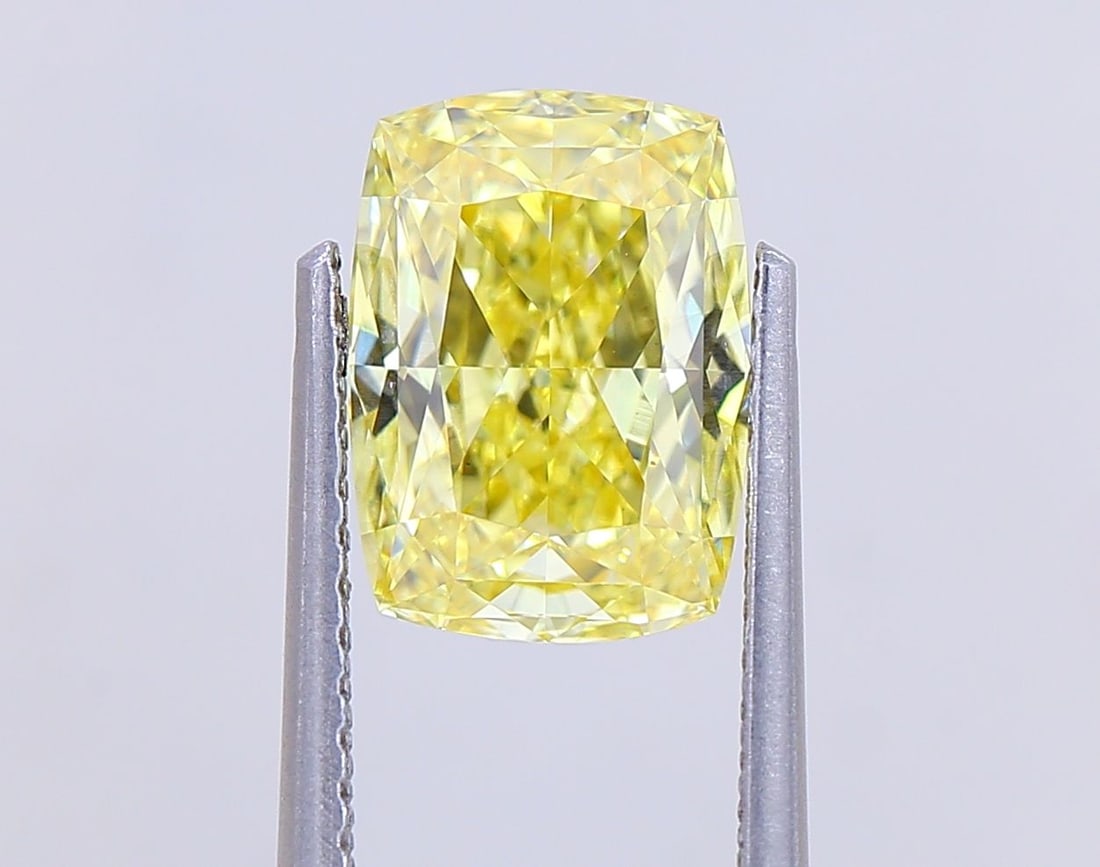 Loose Diamond - CUSHION MODIFIED 2.03ct Fancy Vivid Yellow VS2: Loose Diamond - CUSHION MODIFIED 2.03ct Fancy Vivid Yellow VS2 Source: This is a real non-mined Diamond that has been grown in a lab Shape: CUSHION MODIFIED Carats: 2.03 Color: Fancy Vivid Yellow