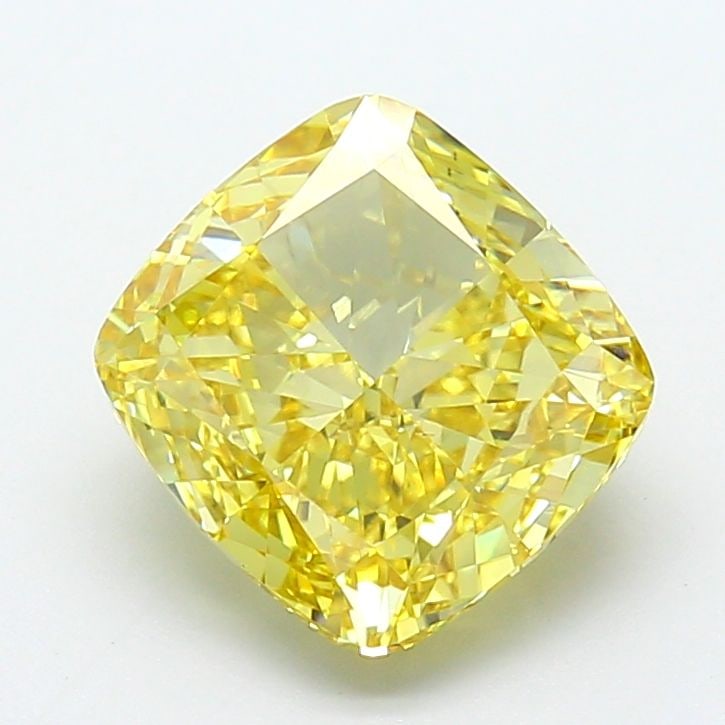 Loose Diamond - CUSHION MODIFIED 5.01ct Fancy Vivid Yellow VS1: Loose Diamond - CUSHION MODIFIED 5.01ct Fancy Vivid Yellow VS1 Source: This is a real non-mined Diamond that has been grown in a lab Shape: CUSHION MODIFIED Carats: 5.01 Color: Fancy Vivid Yellow Cert