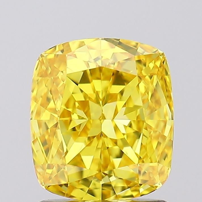Loose Diamond - CUSHION MODIFIED 1.52ct Fancy Vivid Yellow VVS1: Loose Diamond - CUSHION MODIFIED 1.52ct Fancy Vivid Yellow VVS1 Source: This is a real non-mined Diamond that has been grown in a lab Shape: CUSHION MODIFIED Carats: 1.52 Color: Fancy Vivid Yellow Cer