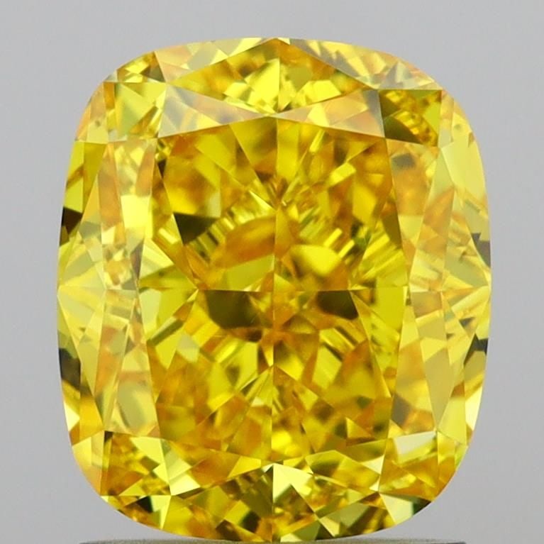 Loose Diamond - CUSHION MODIFIED 2.08ct Fancy Vivid Yellow VS1: Loose Diamond - CUSHION MODIFIED 2.08ct Fancy Vivid Yellow VS1 Source: This is a real non-mined Diamond that has been grown in a lab Shape: CUSHION MODIFIED Carats: 2.08 Color: Fancy Vivid Yellow Cert