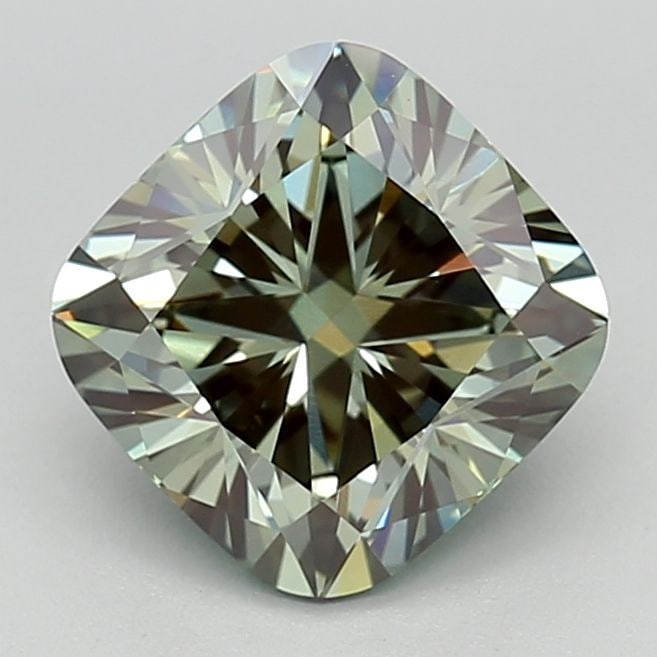 Loose Diamond - CUSHION BRILLIANT 2.57ct Fancy Intense Green VVS2 (1 of 1)