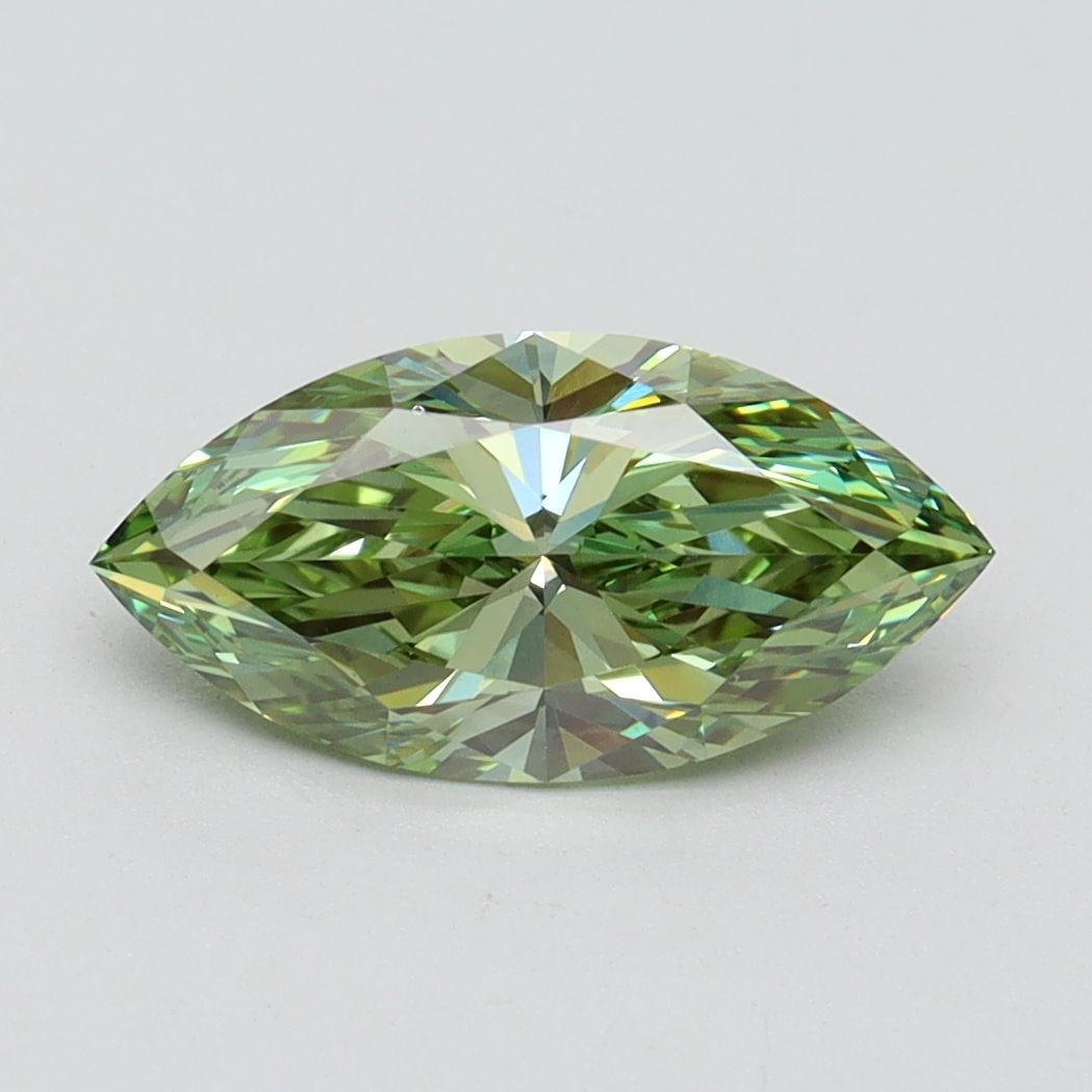 Loose Diamond - MARQUISE 1.5ct Fancy Vivid Green VS1: Loose Diamond - MARQUISE 1.5ct Fancy Vivid Green VS1 Source: This is a real non-mined Diamond that has been grown in a lab Shape: MARQUISE Carats: 1.5 Color: Fancy Vivid Green Certification: IGI Video