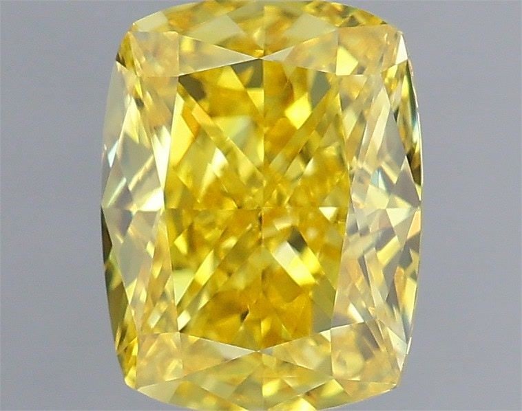 Loose Diamond - CUSHION MODIFIED 1.04ct Fancy Vivid Yellow VVS2: Loose Diamond - CUSHION MODIFIED 1.04ct Fancy Vivid Yellow VVS2 Source: This is a real non-mined Diamond that has been grown in a lab Shape: CUSHION MODIFIED Carats: 1.04 Color: Fancy Vivid Yellow Cer