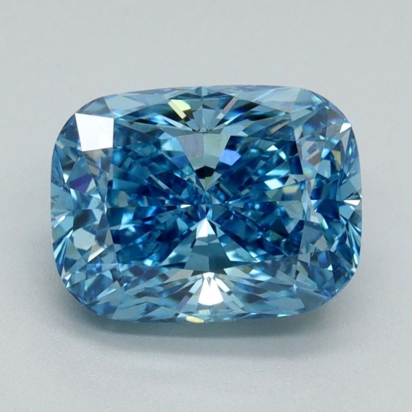 Loose Diamond - CUSHION BRILLIANT 2.02ct Fancy Vivid Blue VS1: Loose Diamond - CUSHION BRILLIANT 2.02ct Fancy Vivid Blue VS1 Source: This is a real non-mined Diamond that has been grown in a lab Shape: CUSHION BRILLIANT Carats: 2.02 Color: Fancy Vivid Blue Certif