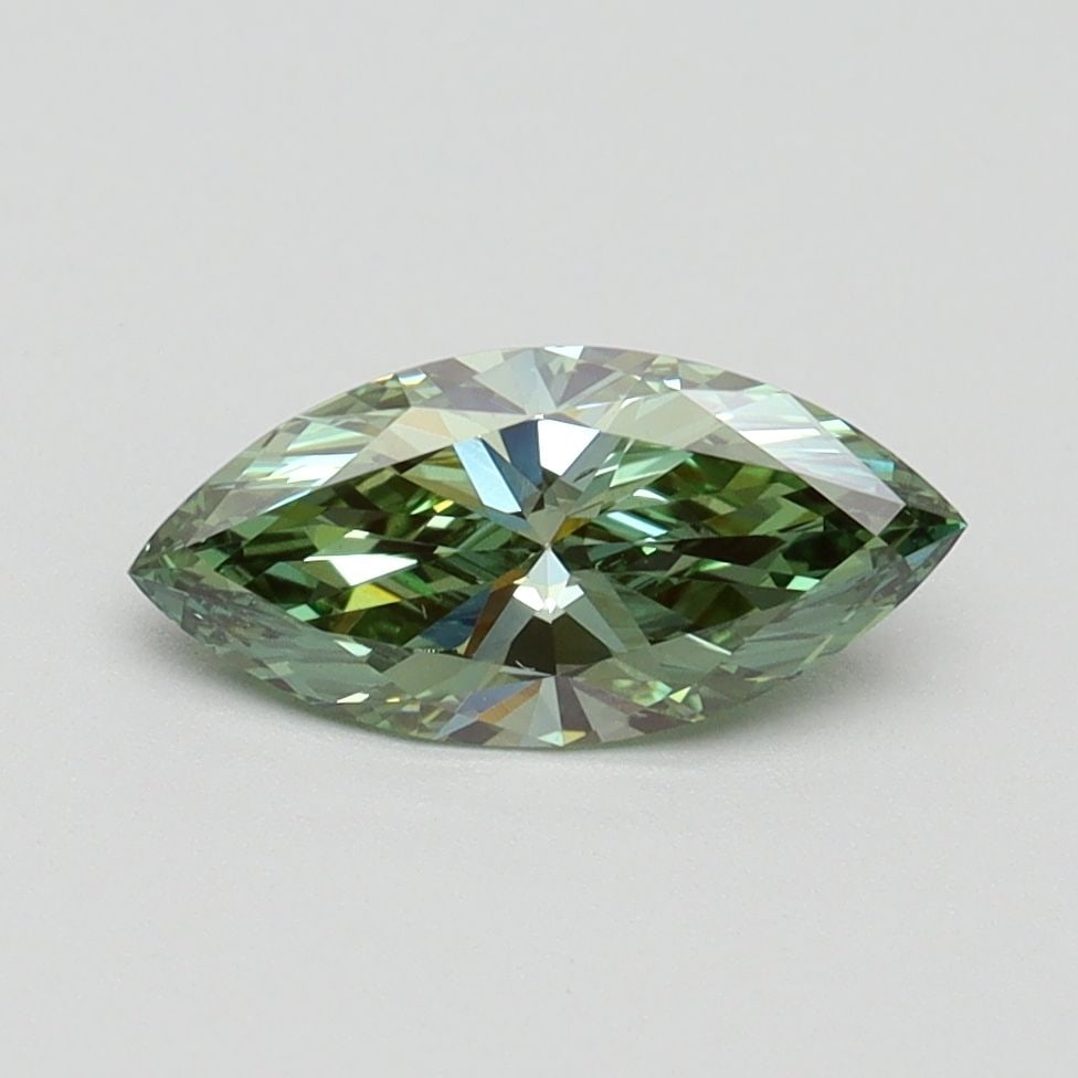 Loose Diamond - MARQUISE 0.8ct Fancy Vivid Green VS2: Loose Diamond - MARQUISE 0.8ct Fancy Vivid Green VS2 Source: This is a real non-mined Diamond that has been grown in a lab Shape: MARQUISE Carats: 0.8 Color: Fancy Vivid Green Certification: IGI Video