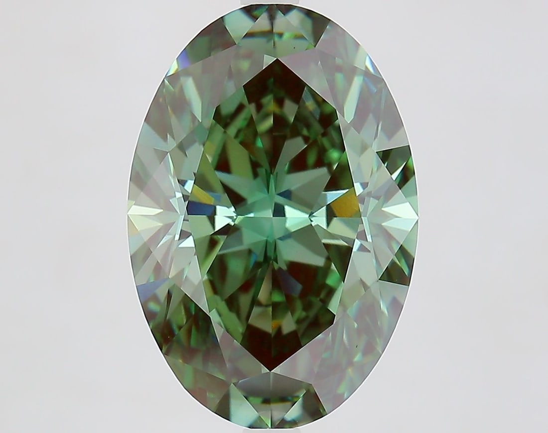 Loose Diamond - OVAL 7.3ct Fancy Vivid Green VVS2: Loose Diamond - OVAL 7.3ct Fancy Vivid Green VVS2 Source: This is a real non-mined Diamond that has been grown in a lab Shape: OVAL Carats: 7.3 Color: Fancy Vivid Green Certification: IGI Video: