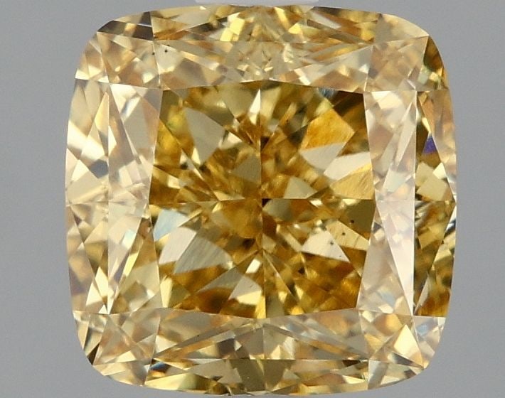 Loose Diamond - CUSHION MODIFIED 2.03ct Fancy Vivid Yellow VS1: Loose Diamond - CUSHION MODIFIED 2.03ct Fancy Vivid Yellow VS1 Source: This is a real non-mined Diamond that has been grown in a lab Shape: CUSHION MODIFIED Carats: 2.03 Color: Fancy Vivid Yellow Cert