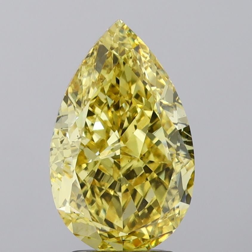Loose Diamond - PEAR 5.04ct Fancy Intense Yellow VS2: Loose Diamond - PEAR 5.04ct Fancy Intense Yellow VS2 Source: This is a real non-mined Diamond that has been grown in a lab Shape: PEAR Carats: 5.04 Color: Fancy Intense Yellow Certification: IGI Video