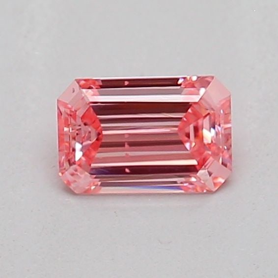 Loose Diamond - EMERALD 0.26ct Fancy Vivid Pink VS2: Loose Diamond - EMERALD 0.26ct Fancy Vivid Pink VS2 Source: This is a real non-mined Diamond that has been grown in a lab Shape: EMERALD Carats: 0.26 Color: Fancy Vivid Pink Certification: IGI The Dia