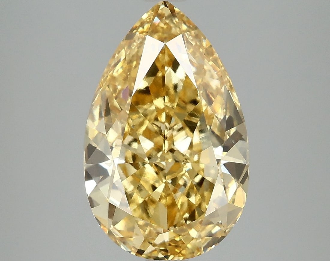 Loose Diamond - PEAR 4.13ct Fancy Vivid Yellow VS1: Loose Diamond - PEAR 4.13ct Fancy Vivid Yellow VS1 Source: This is a real non-mined Diamond that has been grown in a lab Shape: PEAR Carats: 4.13 Color: Fancy Vivid Yellow Certification: IGI Video: