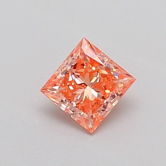 Loose Diamond - PRINCESS 0.34ct Fancy Vivid Pinkish Orange VS1: Loose Diamond - PRINCESS 0.34ct Fancy Vivid Pinkish Orange VS1 Source: This is a real non-mined Diamond that has been grown in a lab Shape: PRINCESS Carats: 0.34 Color: Fancy Vivid Pinkish Orange Cert