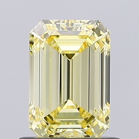 Loose Diamond - EMERALD 0.87ct Fancy Vivid Yellow VS1: Loose Diamond - EMERALD 0.87ct Fancy Vivid Yellow VS1 Source: This is a real non-mined Diamond that has been grown in a lab Shape: EMERALD Carats: 0.87 Color: Fancy Vivid Yellow Certification: NONE Vi