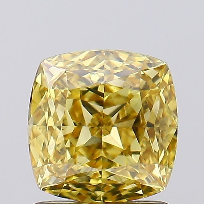 Loose Diamond - CUSHION MODIFIED 1.25ct Fancy Vivid Yellow VS2: Loose Diamond - CUSHION MODIFIED 1.25ct Fancy Vivid Yellow VS2 Source: This is a real non-mined Diamond that has been grown in a lab Shape: CUSHION MODIFIED Carats: 1.25 Color: Fancy Vivid Yellow Cert